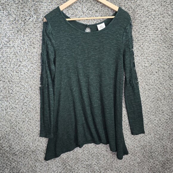 Knox Rose Top Womens Medium Green Knit  Have Accent Sleeve Casual‎ Ladies - Picture 1 of 7